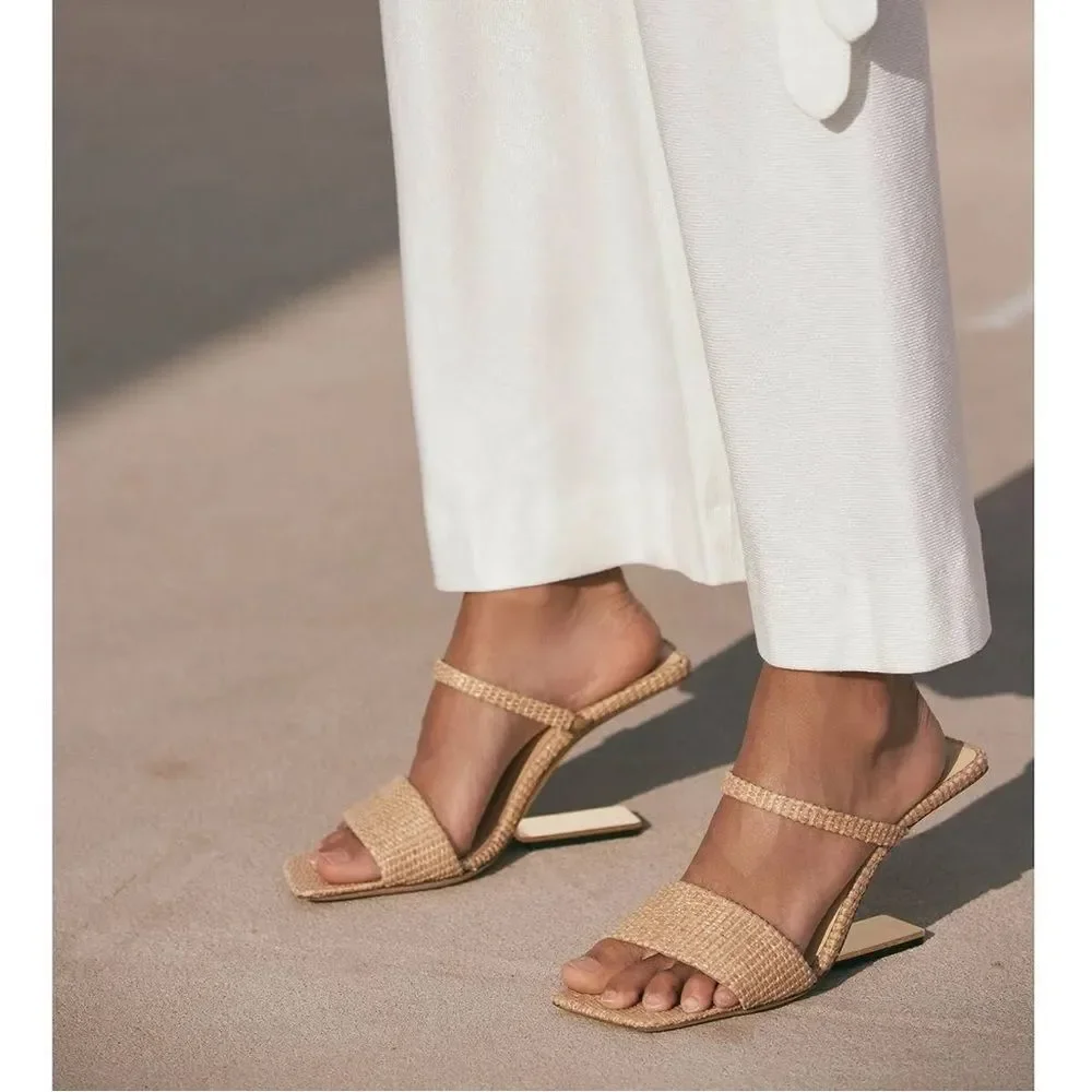 Cult Gaia BLACK Rene Cut-Out Heel Sandals, x Revolve, New, Size 37